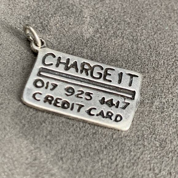 Vintage Sterling 925 Silver Charm “Charge It” Dangle Credit Card - Picture 1 of 3